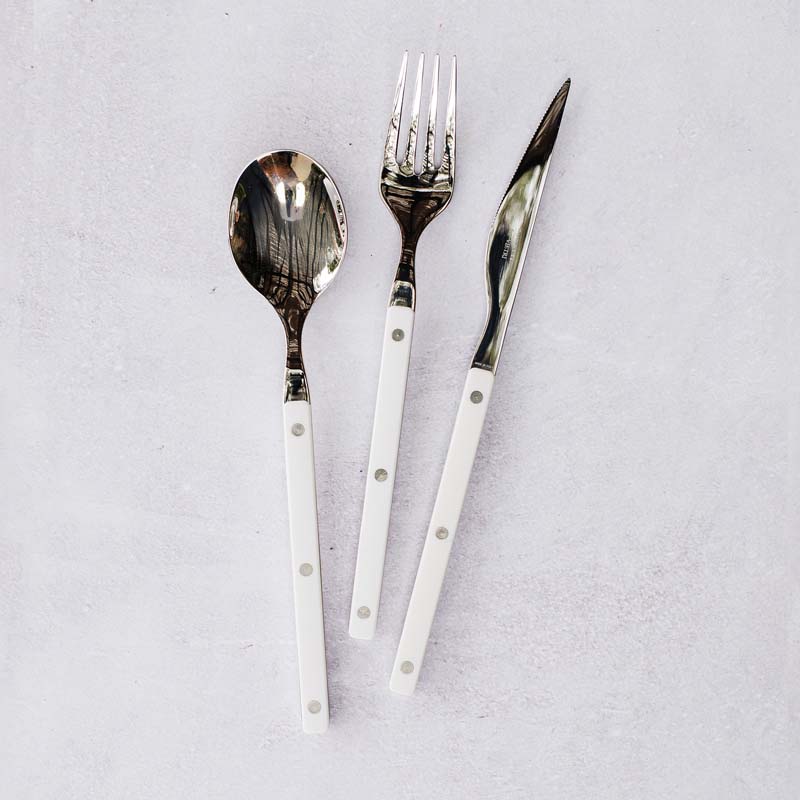 The Company Store Pastello Flatware, Set Of 3 In White